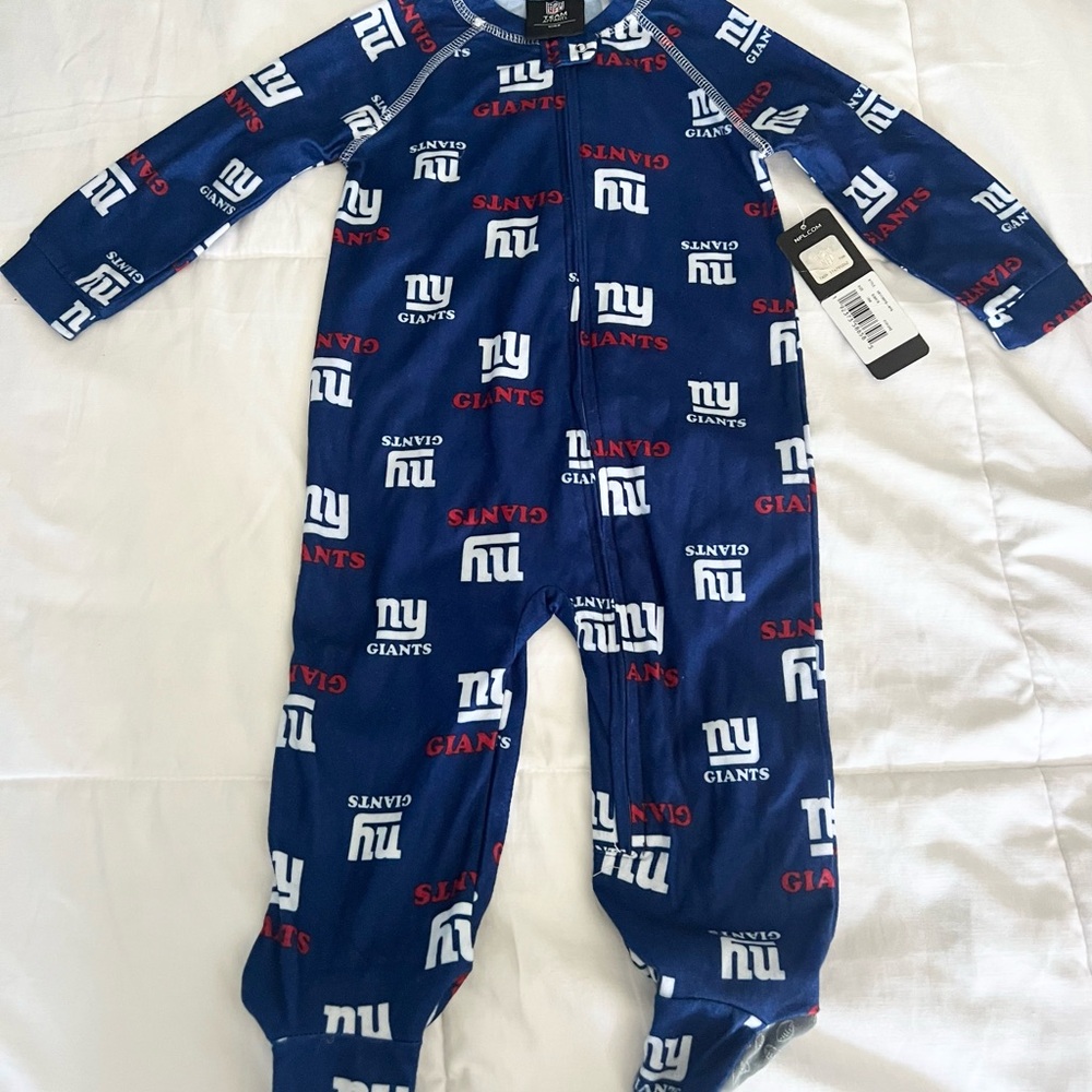 NFL Blue One Piece Footies with Giants Logo